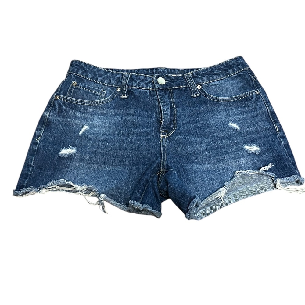 Seven 7 Denim Shorts Size 6 Blue Distressed Frayed Hem Casual